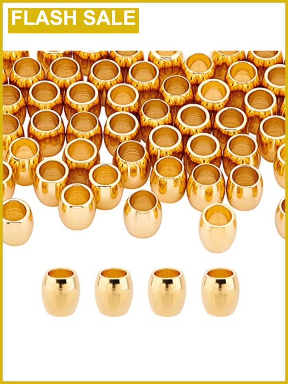 50 Stainless Steel Spacer Beads 6mm Barrel for Jewelry Making